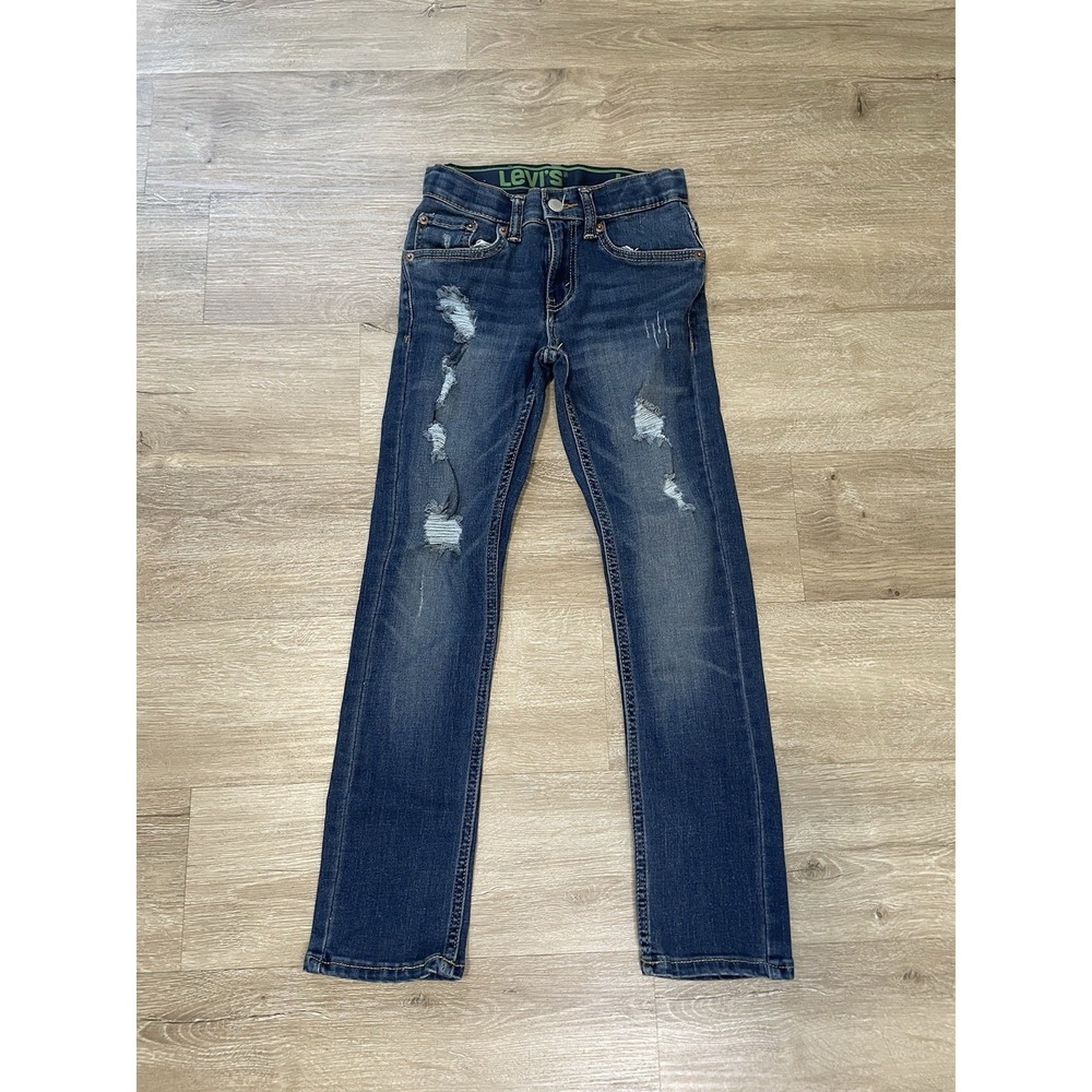Levi's 511 Jeans Youth Boys Size 8 Reg Dark Blue Denim Adjustable Waist